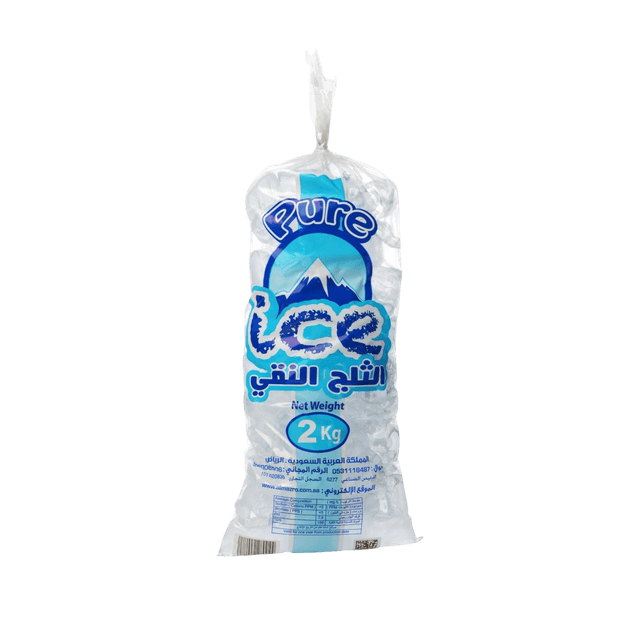 2KG كيس ثلج - كيس ثلج مكعبات بوزن 2 كجم، مناسب لتبريد المشروبات وحفظها باردة لفترة أطول.