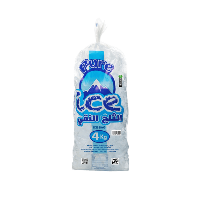 4KG كيس ثلج - كيس ثلج مكعبات بوزن 4 كجم، مناسب لتبريد المشروبات وحفظها باردة لفترة أطول.
